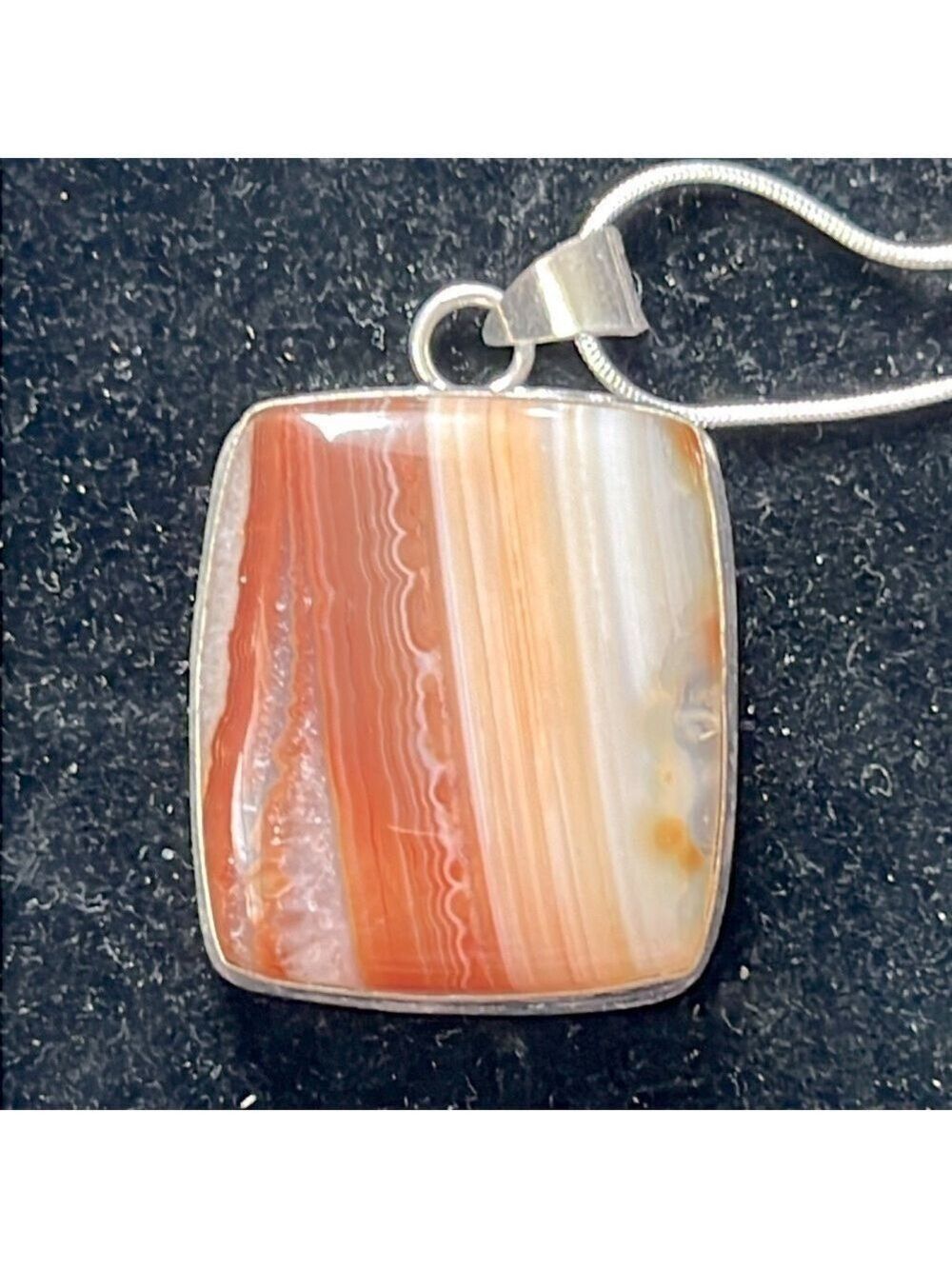 Sterling Silver 18 Inch Chain Natural Lake Superior Agate Pendant